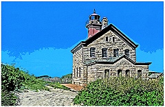 Block Island North Lighthouse Built of Stone - Digital Painting